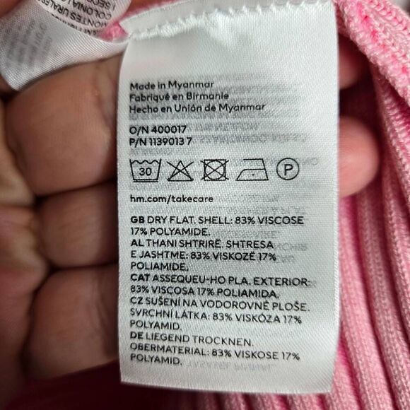 H&M Pink Rib-knit Dress with Collar Long Sleeves Size Medium - Picture 11 of 11